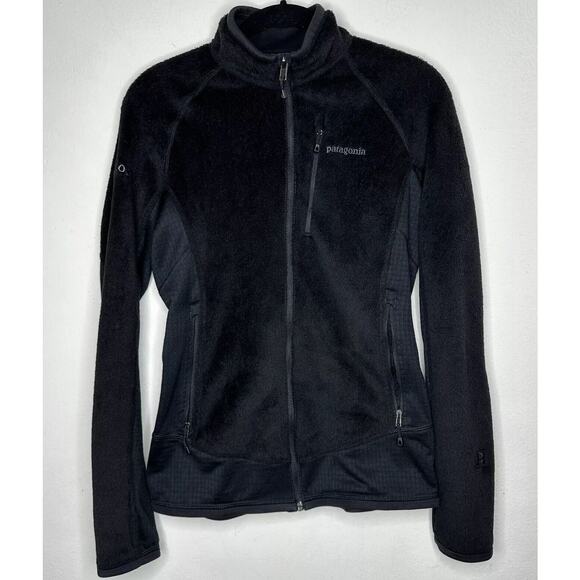Patagonia Black Fuzzy Long Sleeve Front Full Zip Light Weight Fitted Jacket S - Picture 1 of 12